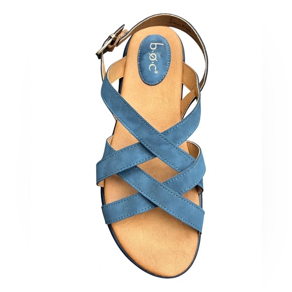 b.o.c Women’s Blue Cross-Cross Sandals Size 9M – Buckle Strap Comfort - Picture 1 of 5